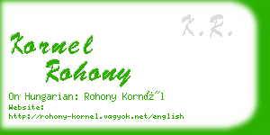 kornel rohony business card